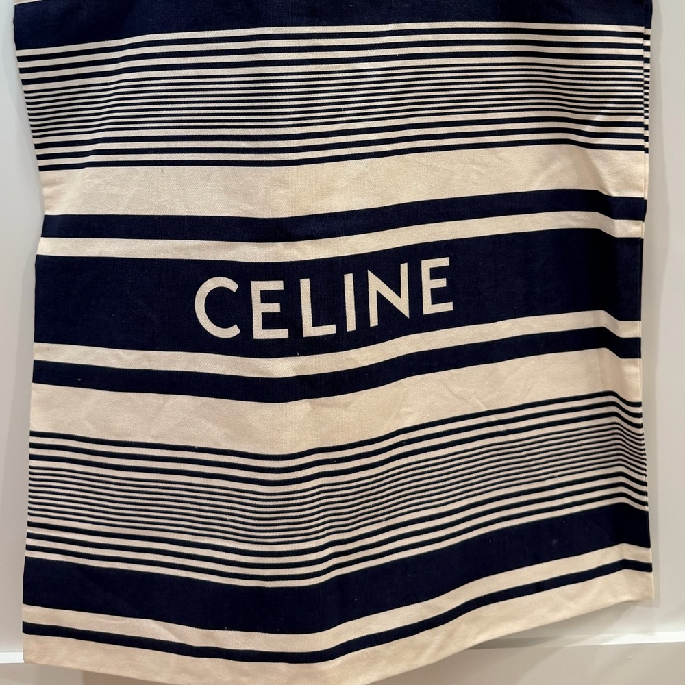 Celine- gift w\ purchase Striped Canvas Tote + 
1 Novelty Scrunchie *Pick color* - Picture 7 of 12